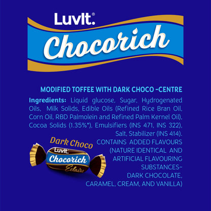 LuvIt Chocorich Assorted Eclairs Birthday Party Gift Chocolate Combo - Hazelnut, Dark Choco, Classic & Chocorich Chocolate Eclairs 1807gm - Pack of 4