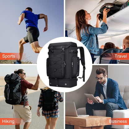 WITZMAN Travel Backpack for Men Carry on Bags for Airline Approved Convertible Duffle Luggage Backpack with Shoe Compartment（B691 Black）