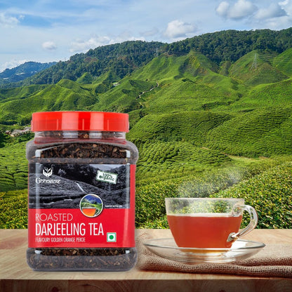 GOODRICKE Roasted Darjeeling Tea Jar – 250 g | Flavoury Golden Orange Pekoe | 100% Pure & Natural Darjeeling | Premium Loose Leaf Black | Rich Aroma & Long-Lasting Aftertaste
