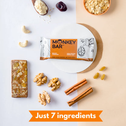 MONKEY BAR - Walnut Cinnamon Protein Bar - 8 Bars, 50g each, 10g Protei- image 5