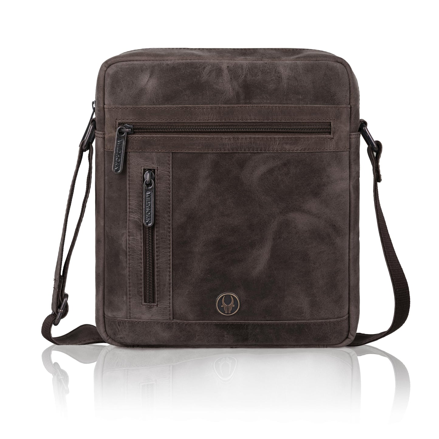 Wildhorn Genuine Leather Sling Bag for Men | Crossbody Shoulder Messenger Bag with Adjustable Strap | Stylish Office, Travel & Casual Bag | Fits Tablets, Wallet, Phone & Essentials (Dark Brown Hunter)