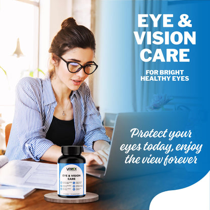 VREEX Eye & Vision Care Capsules with Lutein, Astaxanthin, Zeaxanthin, Bilberry Extract, Vitamin A & C | Supports Eye Health, Vision & Antioxidant Support – (60 Veg Capsules)