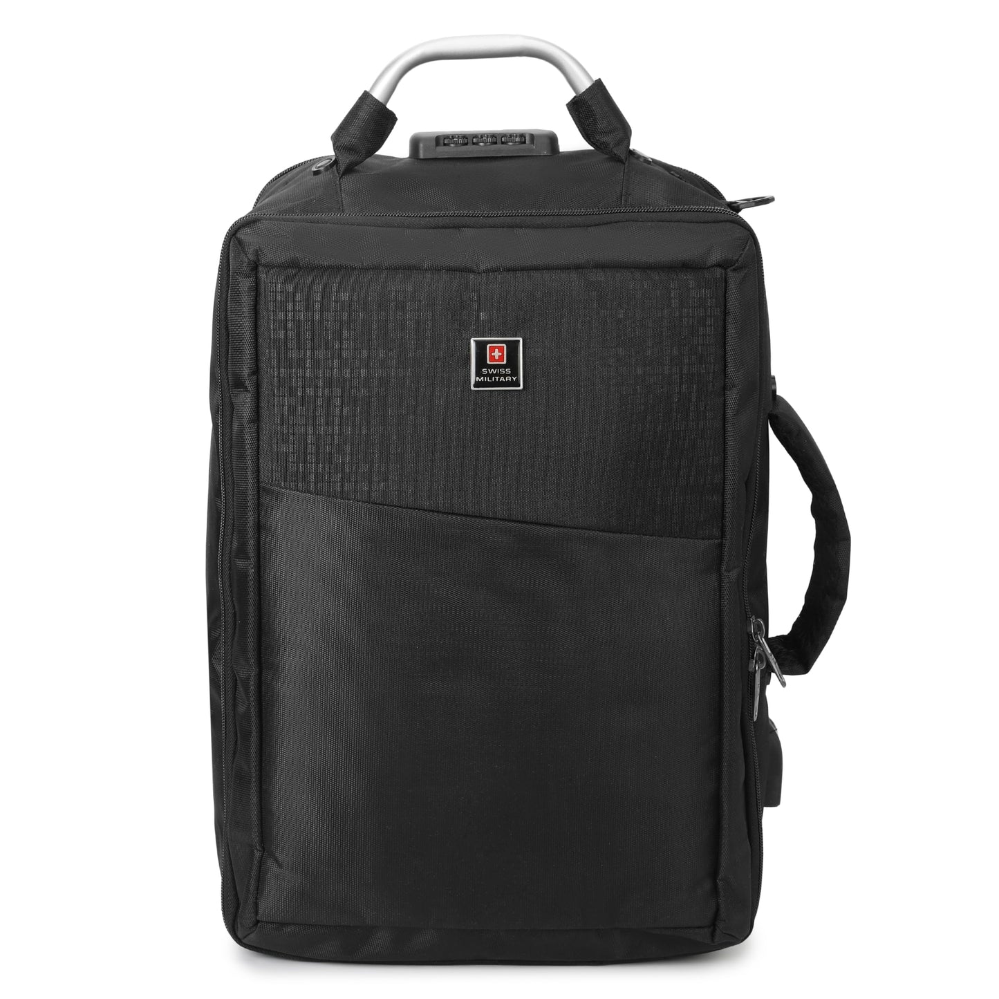 SWISS MILITARY Element Laptop Backpack cum Sling Bag 18L, 15.6" Laptop Compartment, USB Charging & Aux Socket and Large Main Compartment Travel Bag for Men & Women, Office, School and College Black