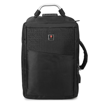 SWISS MILITARY Element Laptop Backpack cum Sling Bag 18L, 15.6" Laptop Compartment, USB Charging & Aux Socket and Large Main Compartment Travel Bag for Men & Women, Office, School and College Black