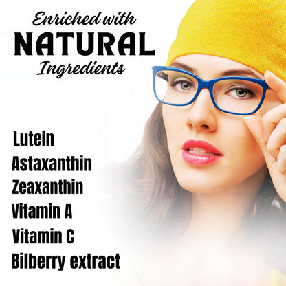 CITRUS NUTRACEUTICAL Eye Care Supplement| Lutein, Astaxanthin, Zeaxanthin, Bilberry extract & Vitamins| For healthy eye & vision | 60 Veg Capsules