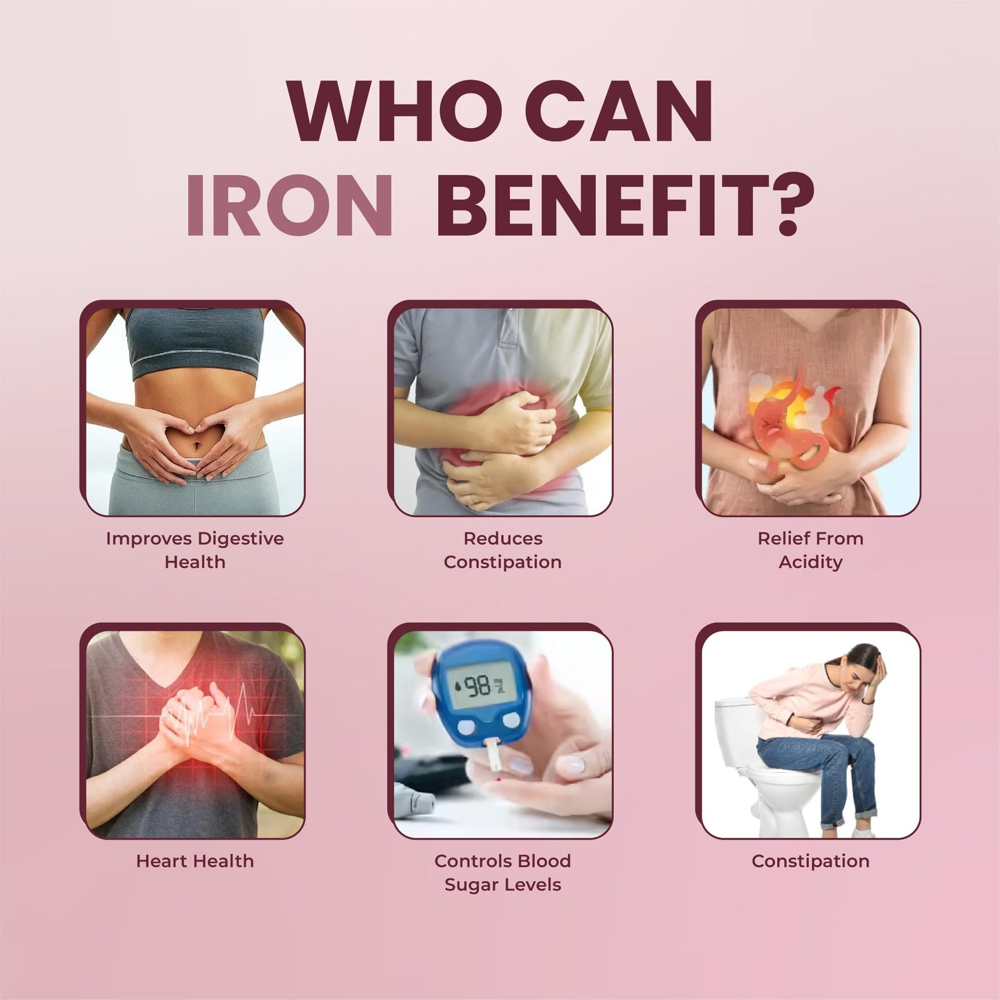 Biophoriaa Ferrospark Iron Gummies for Kids & Adults | Ferric Pyrophosphate Iron Supplement | Strawberry Flavour | Supports Energy, Hemoglobin & Immunity | 30 Gummies