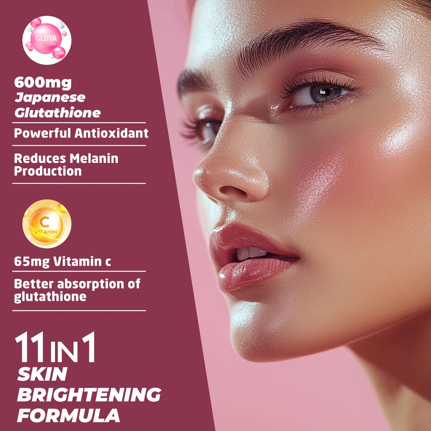Vitaminnica Gluta Boost 11-in-1-45 Effervescent Tablets Orange Flavour with Japanese L-Glutathione, Collagen, & Hyaluronic Acid | Skin Radiance & Beauty Supplement | (Pack of 3)