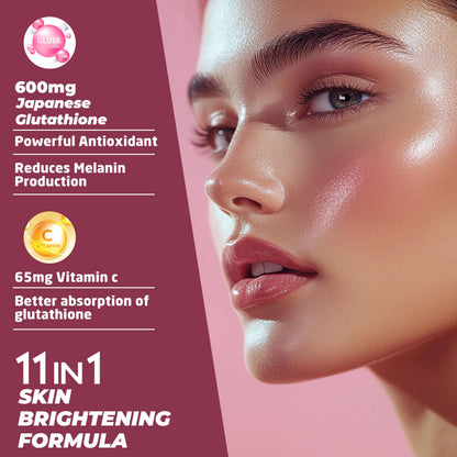Vitaminnica Gluta Boost 11-in-1-45 Effervescent Tablets Orange Flavour with Japanese L-Glutathione, Collagen, & Hyaluronic Acid | Skin Radiance & Beauty Supplement | (Pack of 3)