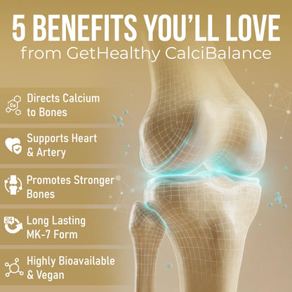 GetHealthy® CalciBalance™ Vitamin K2 MK7 55 mcg | All-Trans Menaquinone-7 | Daily Bone Wellness Support | Vegetarian Capsules | Made in India | 120 Count