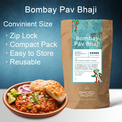 Spiced Right: Bombay Pav Bhaji Masala - Authentic 200g Blend for Pav Bhaji, Easy Cooking & Irresistible Flavors