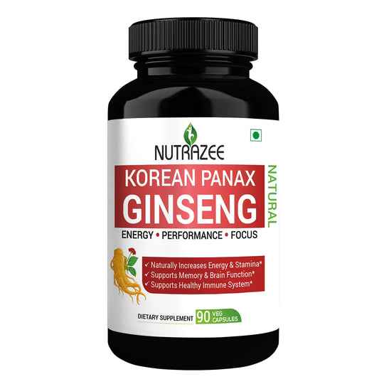 Nutrazee Korean Red Panax Ginseng 500mg - 90 Vegan Capsules Root Extract Powder
