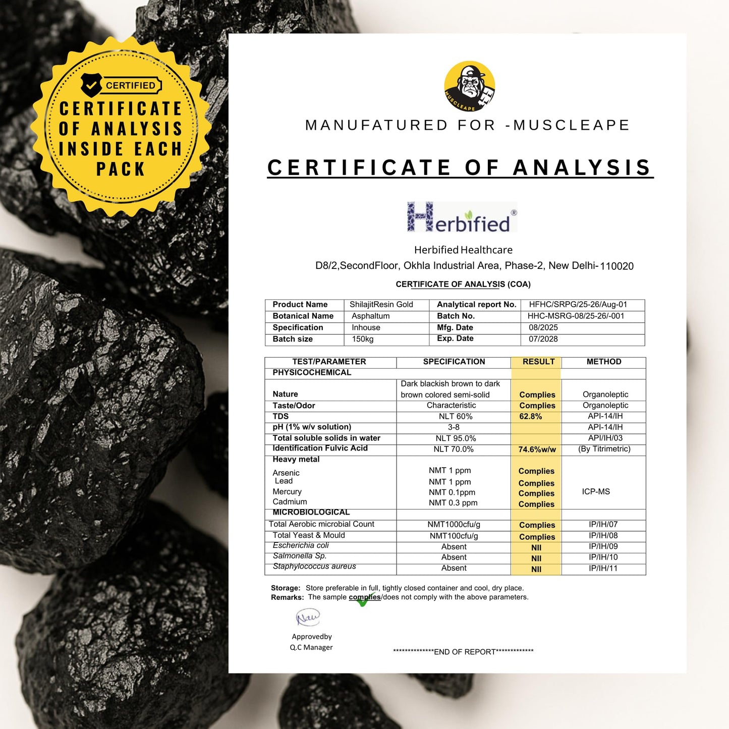 Muscleape Pure Himalayan Shilajit Resin | Enriched with Safed Musli, Ashwagandha, Tribulus & 12+ Ayurvedic Herbs | Energy, Strength, Immunity & Vitality Support| Shilajeet With 24 Carat Gold. 20gm