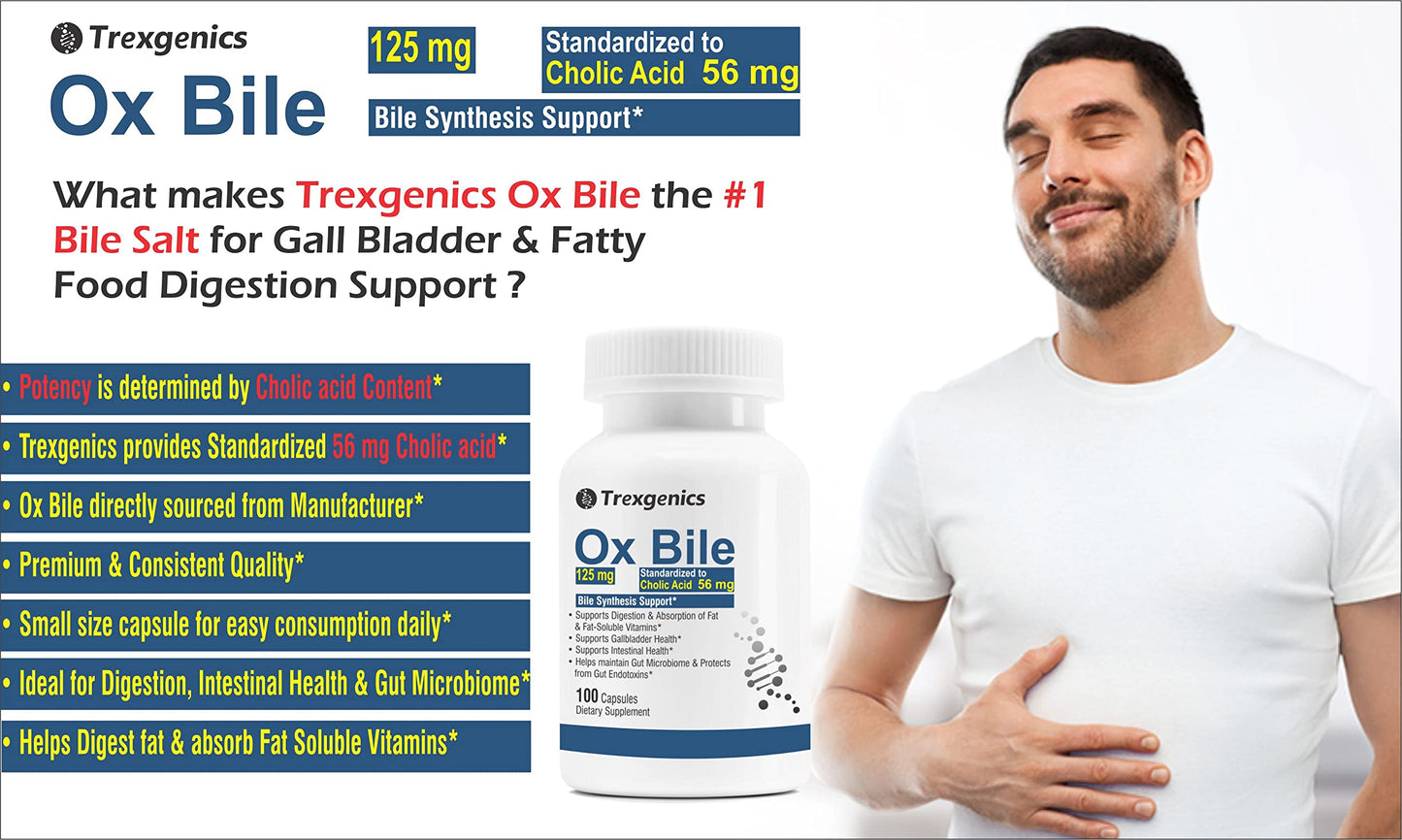 Trexgenics BILE EXTRACT 125mg 45% CHOLIC ACID Bile Synthesis Support (1- image 5
