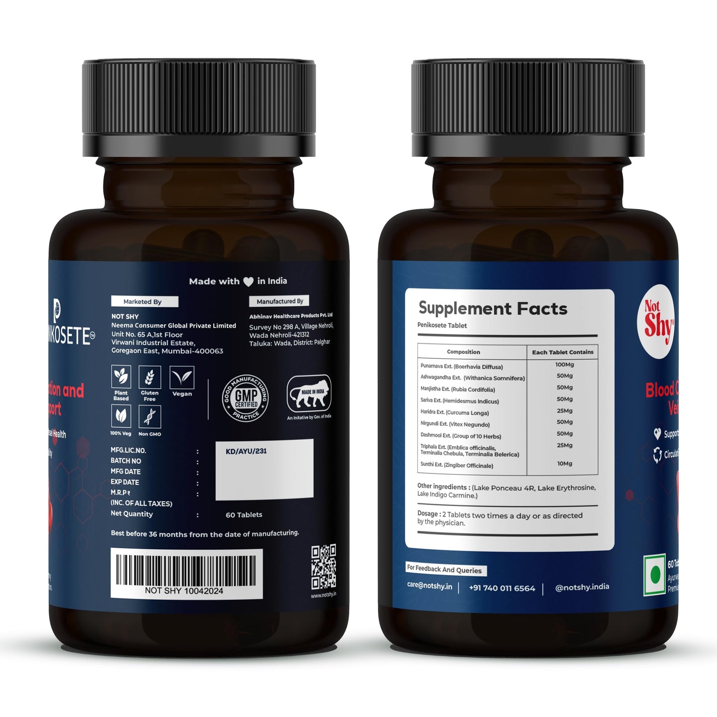 PENIKOSETE Advanced Ayurvedic Vein Support Formula | Reduce Varicose Veins, Boost Circulation and Leg Comfort with this Vascular Supplement.