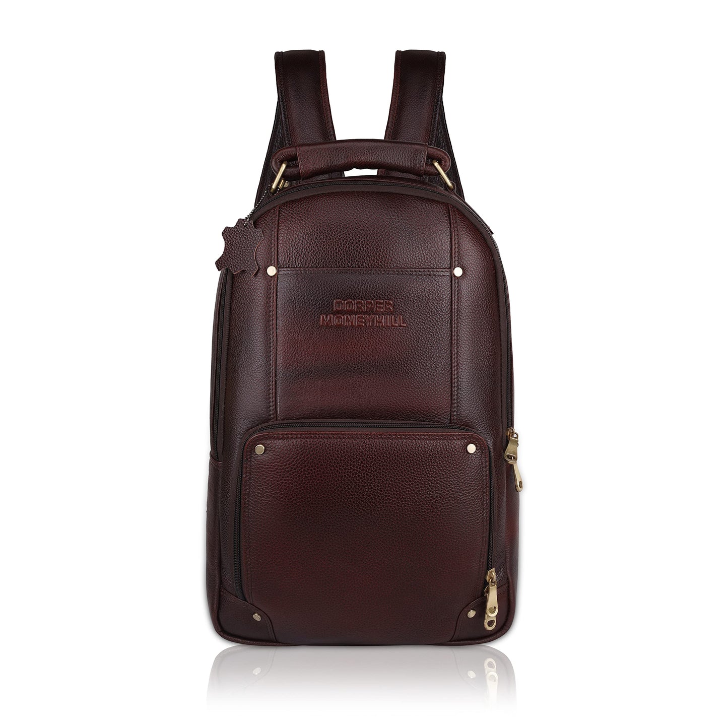 DORPER MONEYHILL Leather Executive Office Backpack Water Resistant Anti Theft Laptop Backpack Professional Bag For Men Women-24 Litres Capacity (Dark Brown, Leather)
