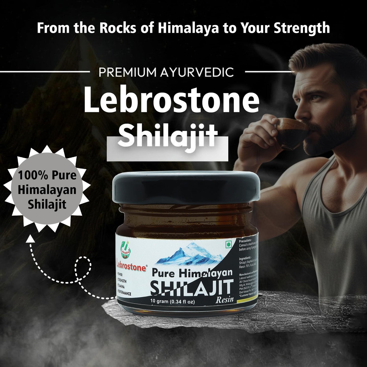 Lebrostone Pure Himalayan Shilajit Resin – | Natural Energy Booster | Enhances Strength, Stamina & Performance (10 g (pack of 1))
