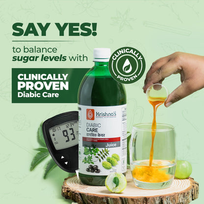 Krishna's Diabic Care Juice - 1000 ml | Blend of 11 herbs Methi, Amla, Karela, Jamun, Kutki, Guduchi & 5 other herbs to manage sugar levels | Made in India