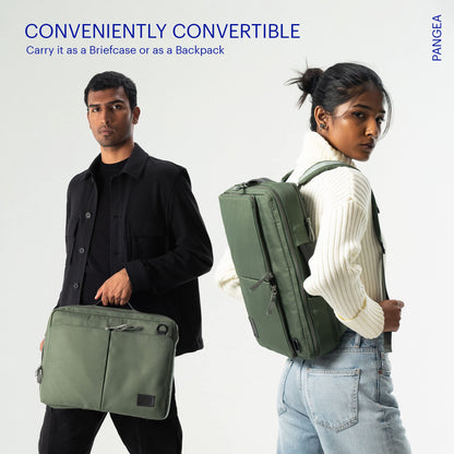 DailyObjects PET Kelp Meridian Convertible Briefpack (Backpack + Briefcase) (16L)| 100% Recycled | Fits any Laptop Upto 16 Inch | Lightweight Shoulder Backpack | Multiutility Bag with Trolley Sleeve