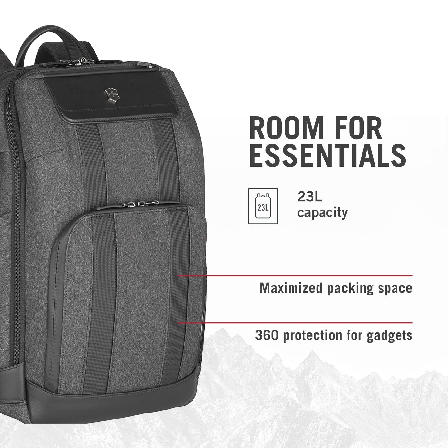 Victorinox Architecture Urban 2.0, Deluxe Backpack, 15" Laptop and Tablet Compartment, Melange Grey (611954), M