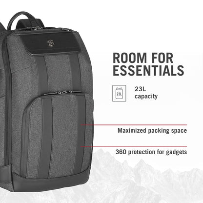Victorinox Architecture Urban 2.0, Deluxe Backpack, 15" Laptop and Tablet Compartment, Melange Grey (611954), M