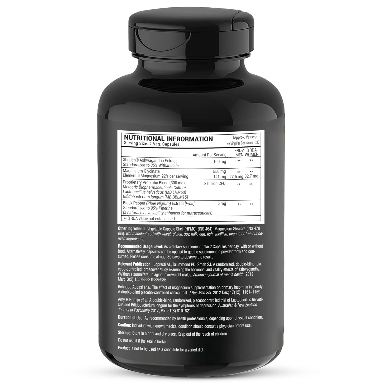 GREENDORSE Premium Shoden Ashwagandha 35% Withanolides with High grade Magnesium Glycinate & Probiotics- Calm & Relax™| For Stress Support, Calm & Relax Mind, Muscle recovery, Vitality Support - 60 Veg Capsules