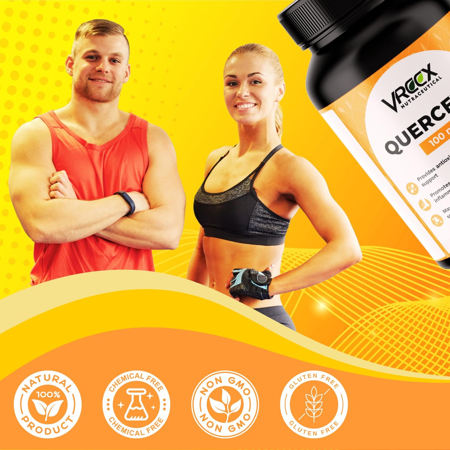 VREEX Quercetin 100 mg – Natural Bioflavonoid for Immune Support, Antioxidant Protection, Healthy Inflammatory Response & Heart Health (60 Capsules)