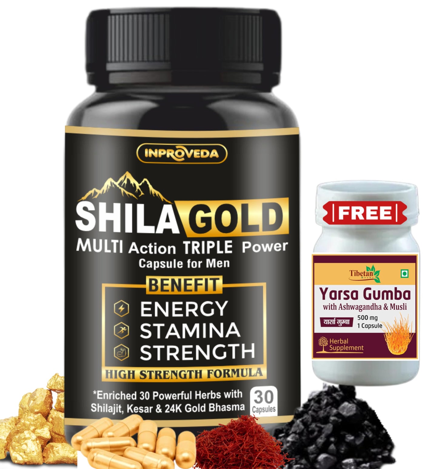 Pteteya Shilagold Shilajit Gold Multi Action New Triple Power Ayurvedic Capsules