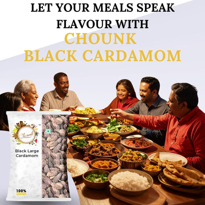 Chounk Black Cardamom | Natural Big Cardamom Bold Aroma & Flavor | Moti Elaichi Whole | Badi Elaichi Whole No Artificial Colors and No Preservatives - 50 Grams