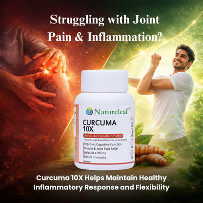 Natureleaf Curcuma10X | High Strength Curcumin Support | Joint & Mobility Support | Helps Reduce Inflammation | Supports Immunity | Enhanced Absorption Formula | 60 Tablets