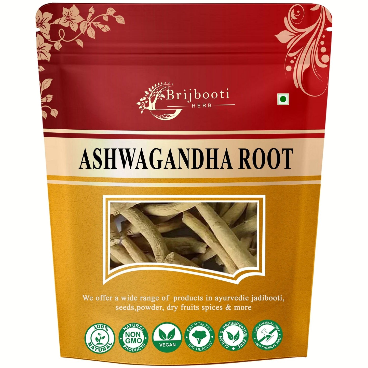 BIRJU MAHAVIR Ashwagandha Root Withania Somnifera (100 G),Natural (Bmkb-300)
