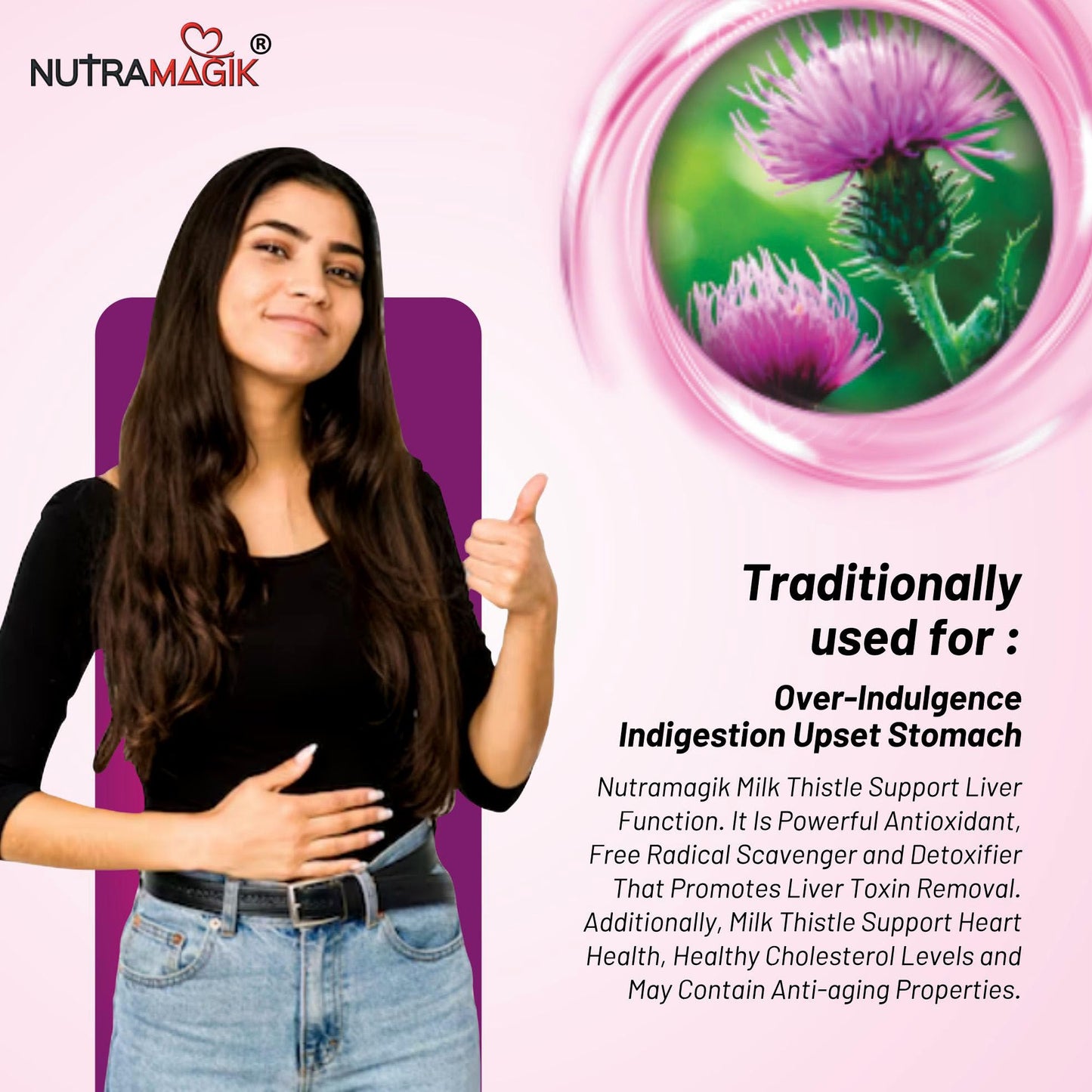 Nutramagik Milk Thistle with Dandelion Root Extract - Detox and Liver Support Blend (60 Capsules, 1)