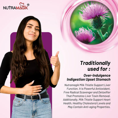 Nutramagik Milk Thistle with Dandelion Root Extract - Detox and Liver Support Blend (60 Capsules, 1)