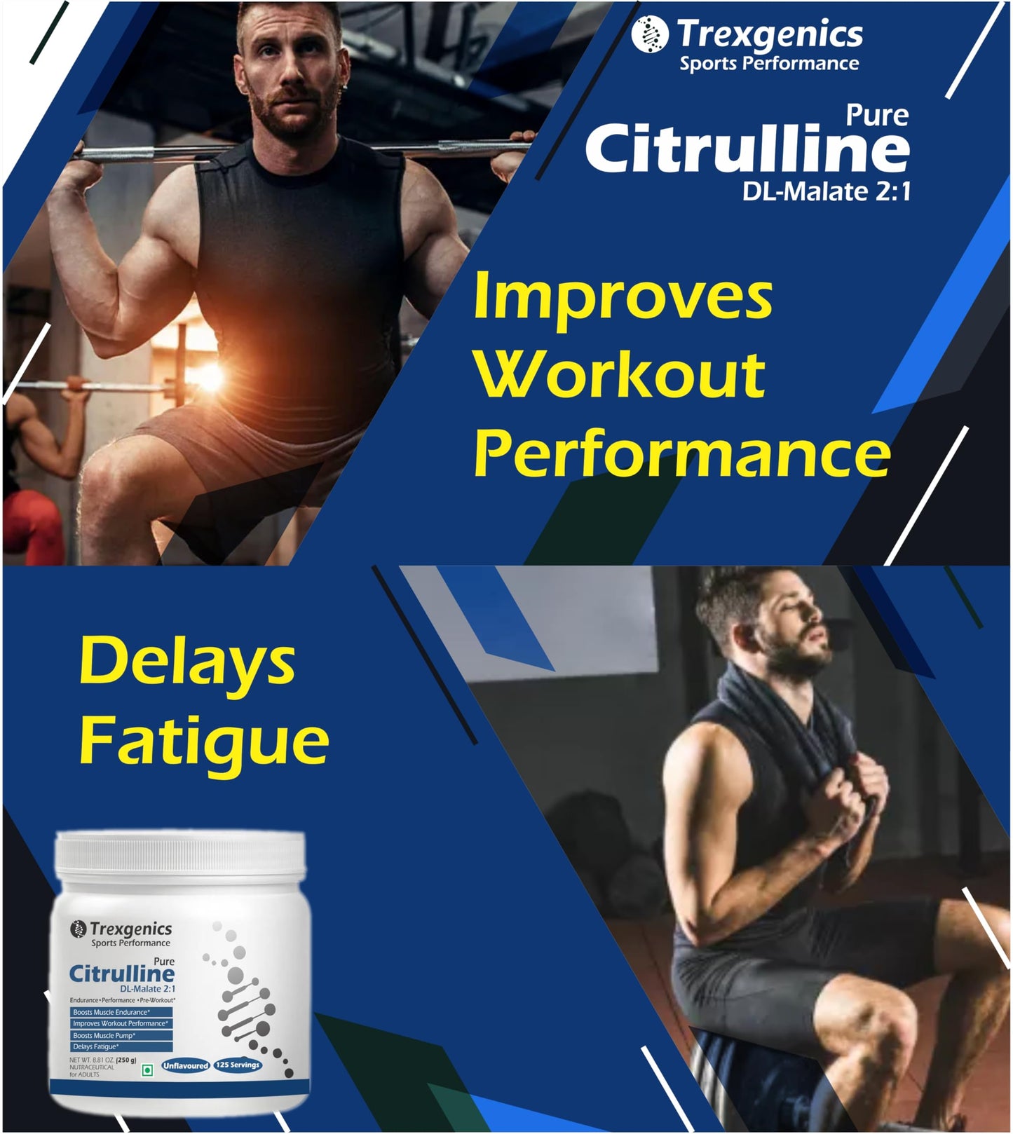 Trexgenics CITRULLINE Pure Powder (125 Servings) Endurance, Muscle Pump, Fatigue Control (250 gm) (Pack of 1)