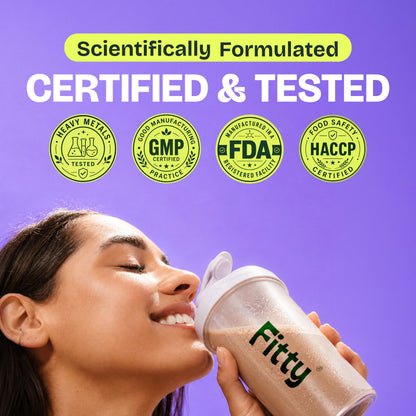 Fitty Fermented Yeast Protein Powder | 25g Protein | With Vitamin D3 & B12 | Weight Management Support | No Added Sugar | Chocolate Flavour | Has all 9 Essential Amino Acids | Supports Metabolism | Vegan Protein | 500g