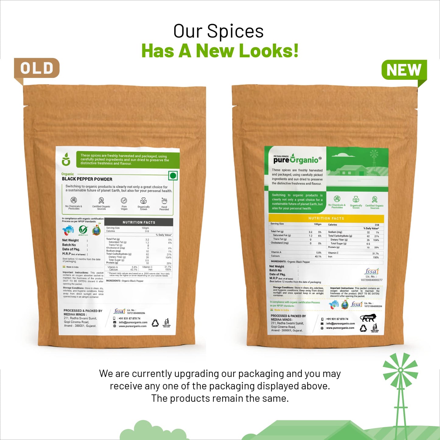 Pure Organio Organic Black Pepper Powder Kali Mirch Powder for Cooking, Salad Dressing, Vegetables - Fresh Ground Organic Spice NPOP Organic Certified (100 Gm)