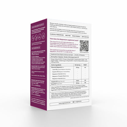 Origins Nutra Magnesium + D3 + K2-7 for Women | Supports Bone Health, Hormonal Balance, and Migraine Relief | Eases Leg Cramps | Five Magnesium Salts, Noval Vitamin K2-7, Vitashine D3 | GMP Certified | 56 Veg Capsules