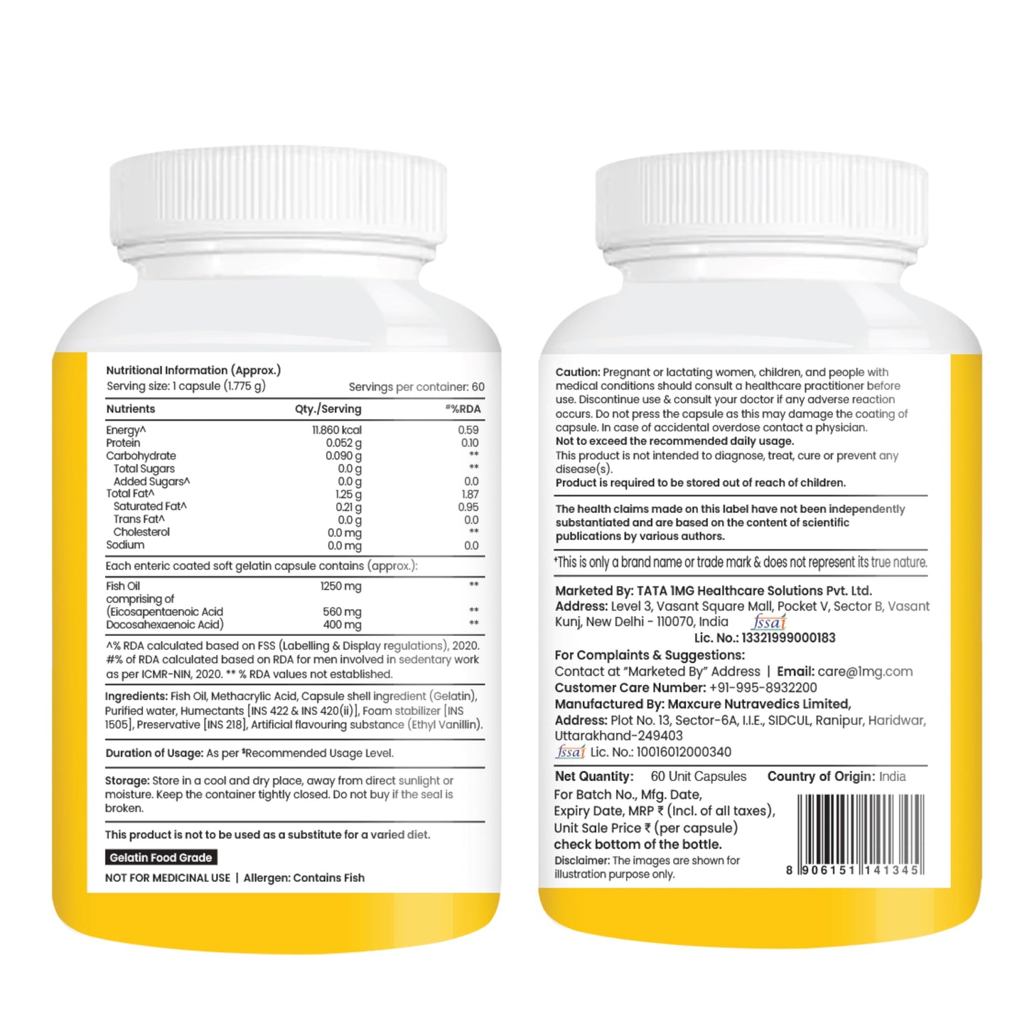 Tata 1mg Triple Strength Omega 3 Fish Oil Supplement - 1250mg (60 Capsu- image 8