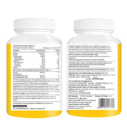 Tata 1mg Triple Strength Omega 3 Fish Oil Supplement - 1250mg (60 Capsu- image 8