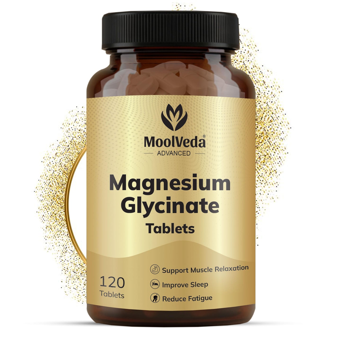 Moolveda Magnesium Glycinate 120 Tablets | Highly Absorbable Magnesium Source | Gentle on Stomach | Daily Mineral Supplement