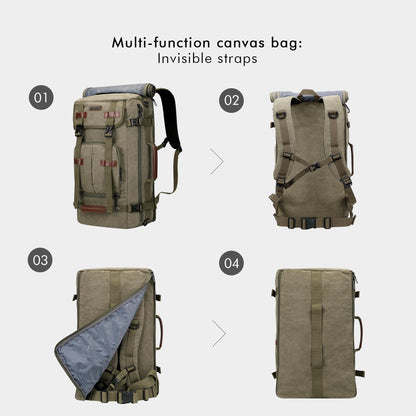 WITZMAN Canvas Backpack for Man Vintage Travel Backpack Large Laptop Backpack Convertible Shoulder Rucksack（A519-2 Army Green）