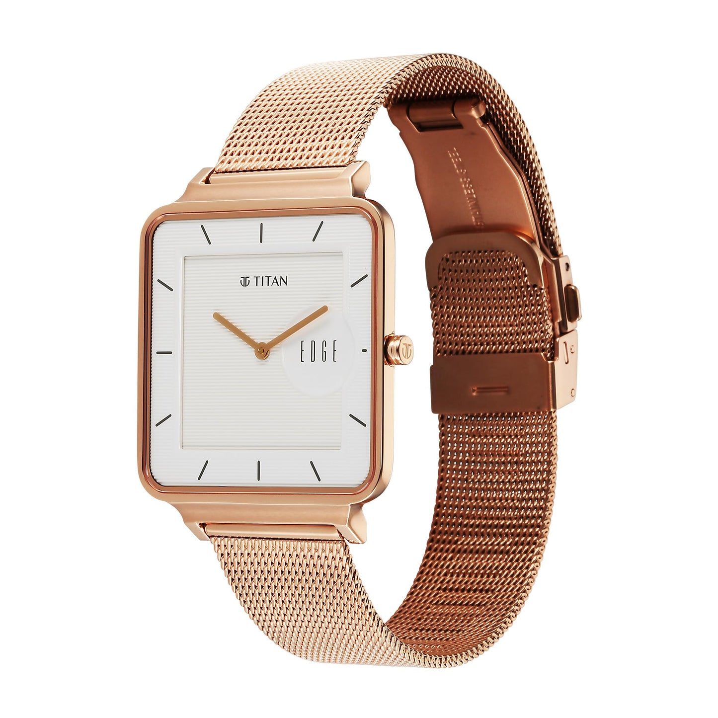 Titan Edge Quad White Dial Sheet Metal Mesh Strap Analog Watch for Men-- image 4