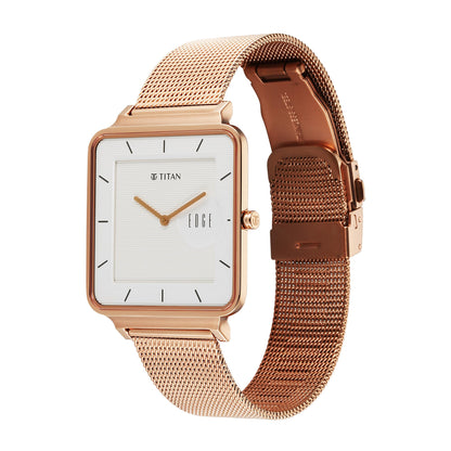 Titan Edge Quad White Dial Sheet Metal Mesh Strap Analog Watch for Men-- image 4