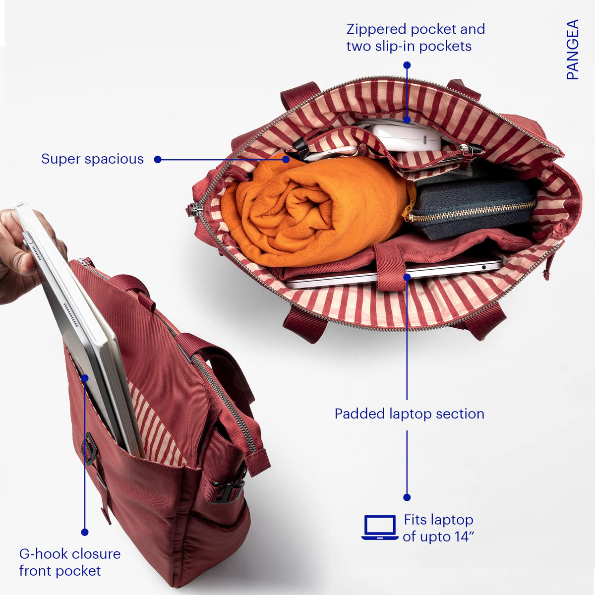 DailyObjects PET Red Clay Pole Convertible Totepack (Tote Bag + Backpack) for Women and Men I Fits any Laptop Upto 14 Inches I Spacious & Sturdy | Lightweight Shoulder Handbag wih Laptop Compartment