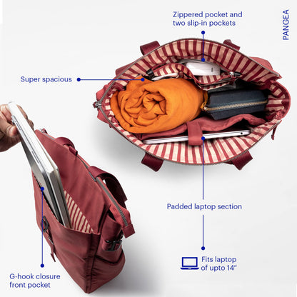 DailyObjects PET Red Clay Pole Convertible Totepack (Tote Bag + Backpack) for Women and Men I Fits any Laptop Upto 14 Inches I Spacious & Sturdy | Lightweight Shoulder Handbag wih Laptop Compartment