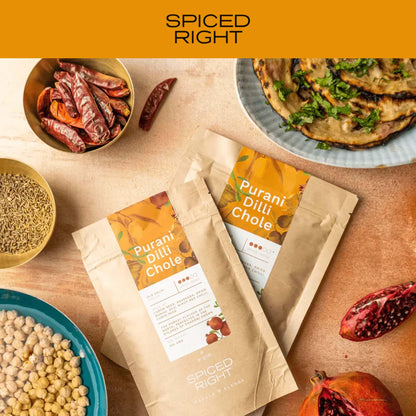 Spiced Right Purani Dilli Chole/Chana Masala Powder 100g | Authentic Punjabi Amritsari Pindi Style Masala for Chickpeas, Choley Bhature | No Onion Garlic | Traditional Indian Spice Blend