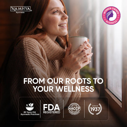Namhya Kashmiri Kahwa Tea Bags | Boosts Mood & Energy | Aids Digestion | Rich in Antioxidants | Saffron, Cardamom, Cinnamon & Cloves | Balances Vata & Pitta | Natural & Preservative-Free | 25 Tea Bags (25 Cups)