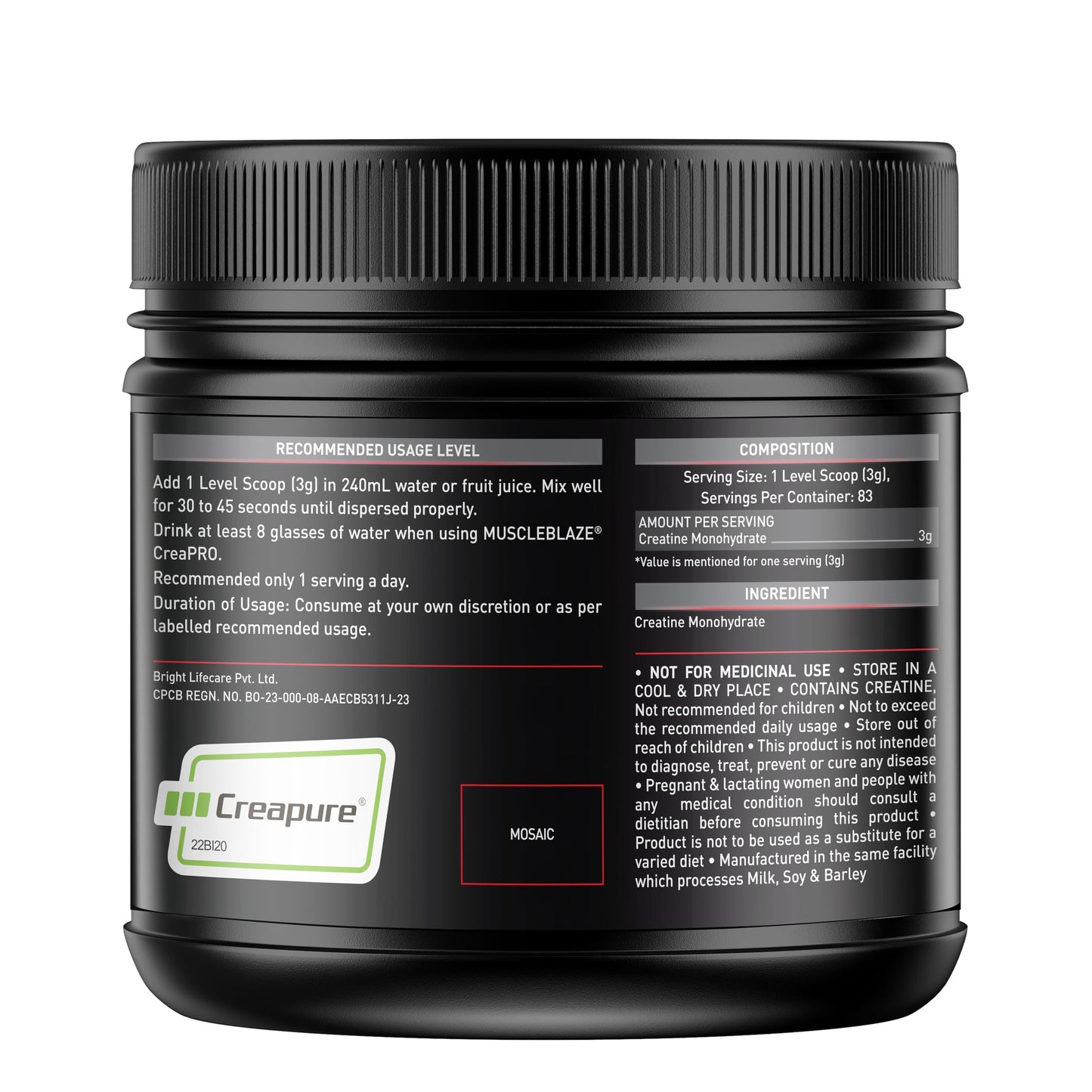 MuscleBlaze Creapro Creatine Monohydrate Powder 250 Gram (Unflavoured,- image 7