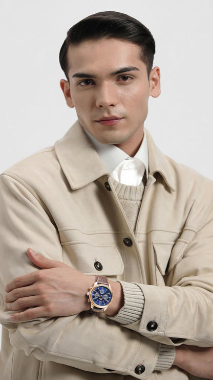 Tommy Hilfiger Blue Dial Brown Colour Leather Strap Analog Watch for Men-TH1710526