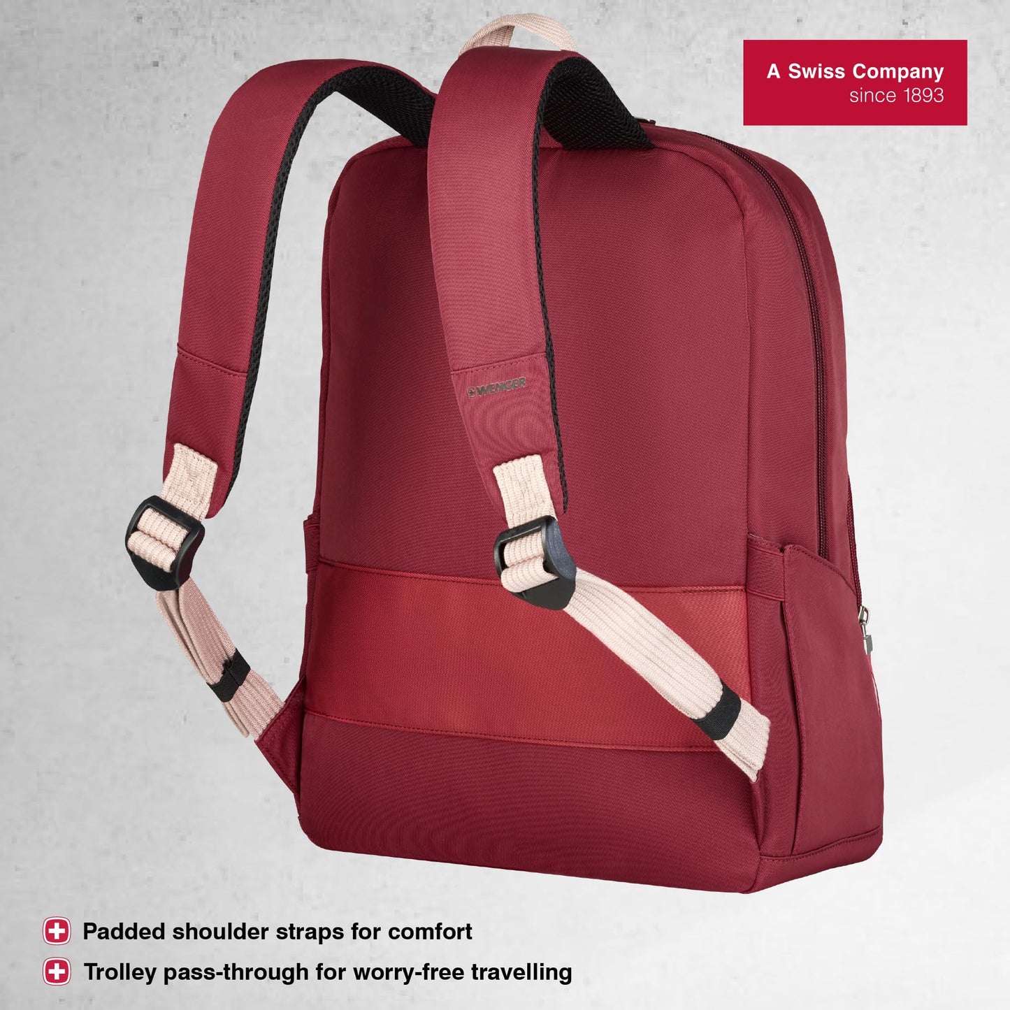 WENGER, Motion, 15.6 Inches Laptop Backpack, 20 liters, Digital Red, 612546| Business Travel Bag, Swiss Designed