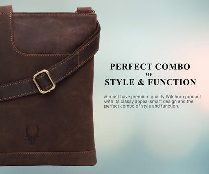 WildHorn Genuine Leather Utility Sling Bag for Men | Stylish, Functional & Spacious | Adjustable Strap | 1-Year Warranty